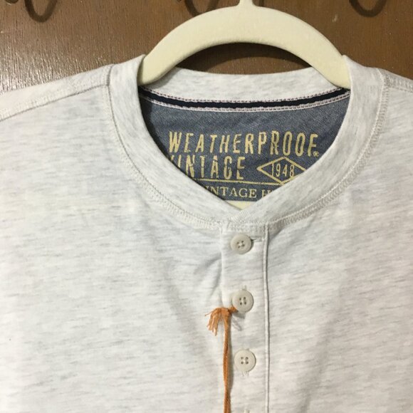 Weatherproof Vintage Men's Oatmeal Heather Long Sleeve Henley Top-S,NWT - Picture 3 of 8